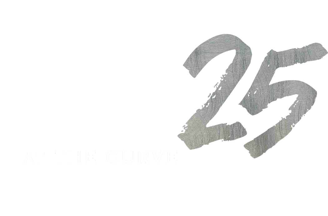 A green poster with the text "Level 25 at the Curve by Picerne" written on it.